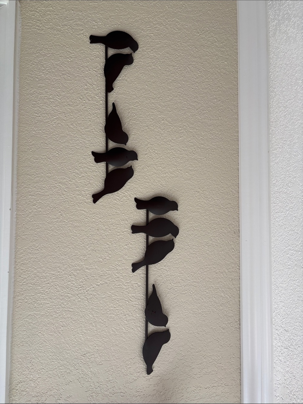 Two Brown Metal Bird Wall Art Hangings